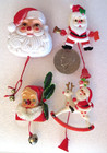 Vintage Christmas Santa Pins Plastic Articulated  lighted Lot 4 Working