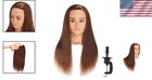 Mannequin Head 26  100  Human Hair Dark Brown Training Cosmetology Styling Clamp