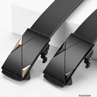 Men Ratchet Belt Automatic Buckle Pu Leather Adjustable Casual Dress Waist Strap
