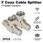 Kaunosta Coaxial Cable Splitter t Shape Tv 2pcs F Male To 2 Female  Silver 