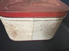 Vintage Tin Bread Box Pansies Design Flaws Hinged Lid Kitchen Decor Farmhouse