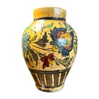 Antique 19th C  Persian Middle East Qajar Polychrome Glazed Ceramic Pot Vase  8   