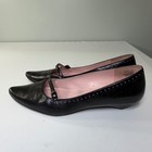 Kenneth Cole Reaction Vtg Black Leather Mary Jane Pointed Toe Flats Purple  7 5
