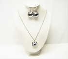 Clear Faceted Acrylic Square Charm Pendant Necklace earrings Set