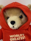 Vintage 1986 Applause 9 Inch Teddy Bear Plush W  World   s Greatest Mom Hoodie