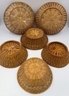Vtg 6 Pc  Round Bohemian boho Wicker rattan Basket Lot - Basket Wall wall Decor