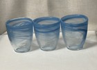 Vnt Hand Blown Blue Swirl Iridescent Artisan Glassware Cocktail Glasses Set Of 3