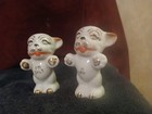 Porcelain Cat Salt   Pepper Shakers Set  i m Salt   i m Pepper  Japan