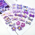 20pc Purple Hair Bows Puppy Pet Dog Hair Bow W rubber Bands Grooming Accessories