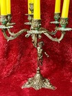 Vintage 3-piece Metal Cast Cherub Candelabras 9 Candle Holders Nice Patina