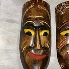 Vintage Tiki Wall Masks Set Of 3 Hand Carved And Painted 12   