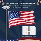 Apluschoice 20 Ft Sectional Flag Pole Kit With Led Solar Light Outdoor Black