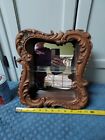 Vintage French Country Baroque Mirror Curio Wall Shelf Carved Wood