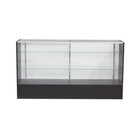 Black Wood Full Vision 70 Inch Glass Display Showcase With Adjustable Shelves