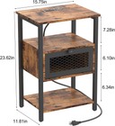 End Table Bedside Table With Charging Station  Nightstand W flip Storage Drawer