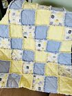 New  Crib  Baby  Toddler Size Handmade Rag Quilt  Elephant Yellow Gray Flannel