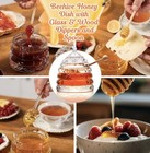 Glass Honey Jar 10oz By Clevli With 2 Glassdippers  Wooden Dipper   Clear