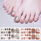 22 Tips Nail Art Glitter Flower Toe Nail Wraps Full Cover Polish Foot Stickers    