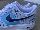 Air Force 1 Custom Shoes Splatter Sky Baby Blue Navy White Mens Womens Kids Baby