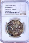 1936 Silver Canada Dollar Ngc Au Details Artificial Toning - Spectacular Color 