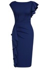Women s Elegant Size Medium Vintage Ruffle Sleeves Cocktail Party Pencil Dress