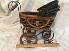 Pram Carriage Vtg Wicker Rattan Wood Baby Doll Buggy Antique Reproduction 15 