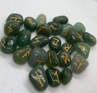 Green Aventurine Rune Set     Attract Luck  Clarity   Ancient Wisdom  Guidance