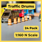 Hot Hobby Roadscapes N Scale Traffic Barrels   Construction Drums  24 Pack 