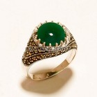 Vvs Emerald Round Cut With 925 Silver Gold Plated Ring For Men  497  