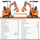 1 Ton B s Gas Mini Excavator Pilot Control Tracked Crawler Hydraulic Thumb Clamp