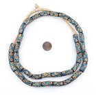 Blue Millefiori Krobo Beads 11mm Ghana African Multicolor Cylinder Glass