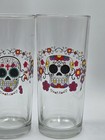 Halloween Four Highball Glasses De Los Muertos Sugar Skull Design