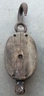 Antique Large Long Wood   Cast Farm Rustic Barn Single Pulley Overall Length 17   