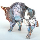 Bison Buffalo Figurine Hand Blown Glass Gold Sculpture
