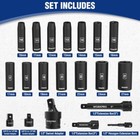 Workpro 20pack 1 2  Drive Deep Impact Socket Set  Metric 10-27mm Universal Joint