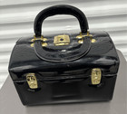 Bentony Vintage Patent Leather Train Makeup Travel Case