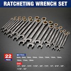 Workpro 22-piece Ratcheting Wrench Set Organizer Box Nickel Plating 72 Teeth
