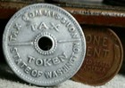 Vintage Metal Washington State 10 Cents Or Less Tax On Purchases Token
