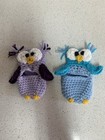 Owl Pocket New Purple And Blue Handmade Crochet