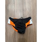 Speedo Endurance  Mens Swim Briefs Size 28 Black Orange Ymca Barracudas Team