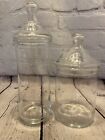Vintage Apothecary Glass Jars With Lids Drug Store Candy  Set Of 2