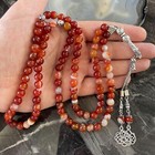 Real Carnelian Agate Aqeeq Islamic Prayer 99 Beads  Tasbih 99  Misbaha  Tasbeeh