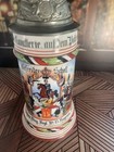 Antique German Military Reservist Beer Stein W  Lithophane Bonus 2 Steins