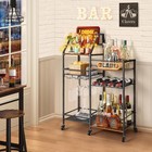 Rolling Bar Cart W  Wine Glass Holder Bar Carts The Home Bar Stand Home Small