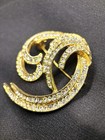 Vintage Gold Tone Rhinestones Brooch Pin