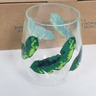 4 Stemless Wine Glass Tumblers Set New Palm Leaves Acrylic Gift