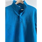 Vtg Ll Bean Womens Fleece Pullover Snap Neck Blue Kangaroo Pocket Adjustable - L