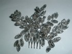Large Formal Marquise Cut White Rhinestone Floral Spray 5  Slide Hair Comb Nwt