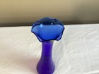 Vintage Cobalt Blue Bud Vase Ruffled Rim