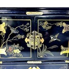Asian Chinoiserie Black Lacquered Hand Painted Embellished Jewelry Chest